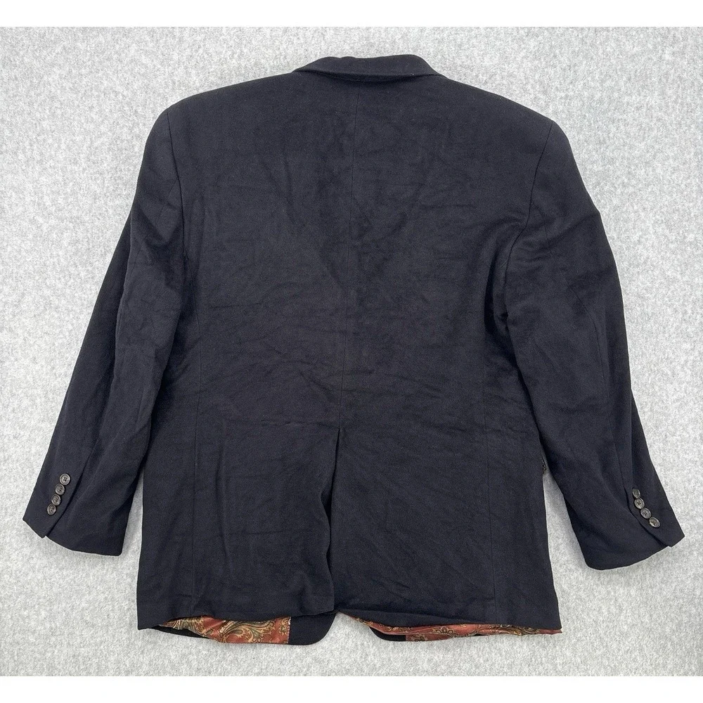 Lauren Ralph Lauren 40R Silk Wool Cashmere Black Sport Coat Blazer Paisley